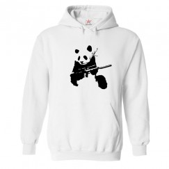 Silhouette Panda With Guns Unisex Kids and Adult Pullover Hoodie									 									 									